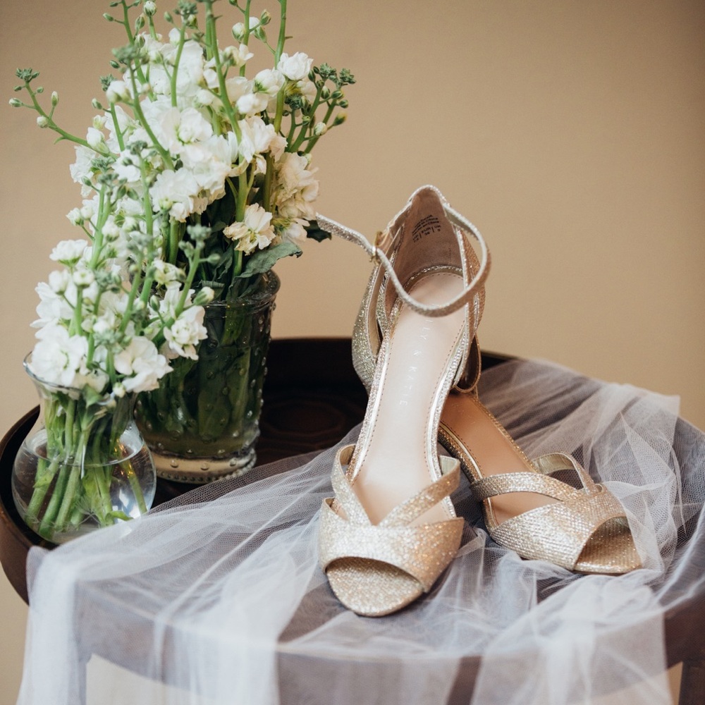 Champagne gold glitter heels